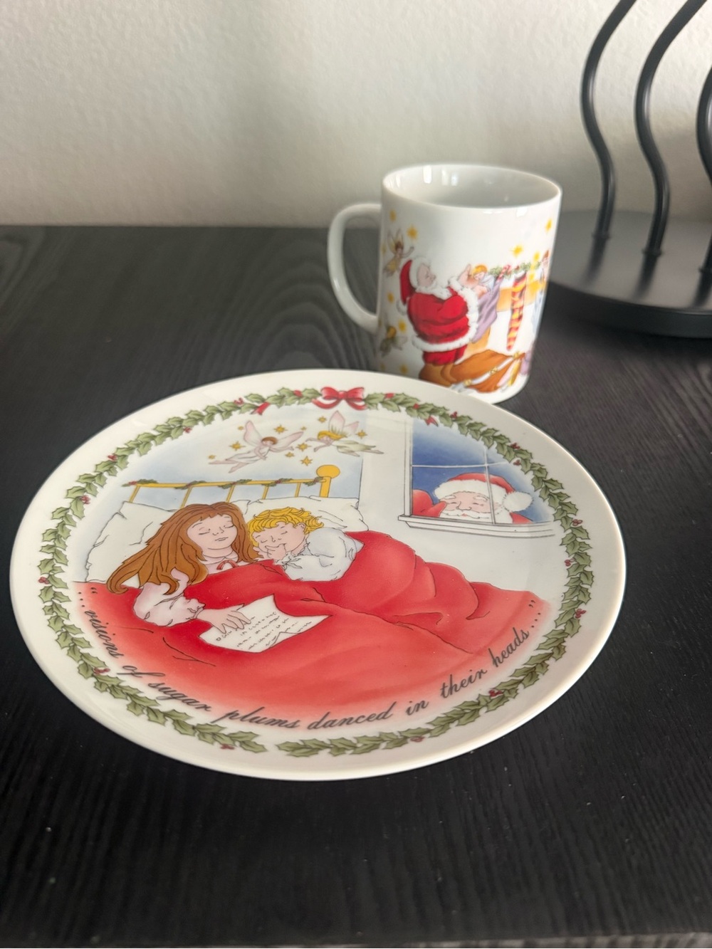 Vintage Christmas Plate & Mug Set Sugar Plums Made in Japan Holiday Decor